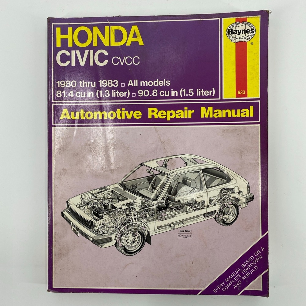 Haynes Honda Civic CVCC 1980-1983 Repair‎ Manual 1.3L 1.5L 633 Paperback Vintage